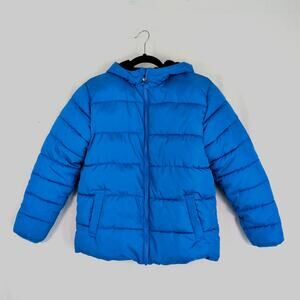 SWISS TECH Boys Hooded Puffer Coat Blue Size L (10/12)